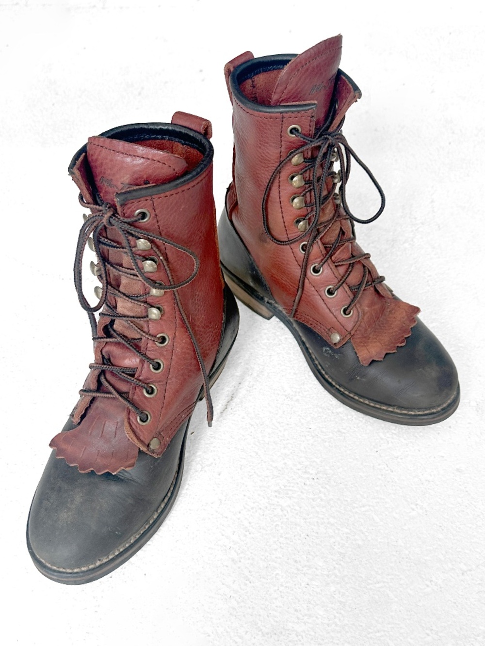 AdTec Women's 8" Packer boots, Size 6, black and burgundy